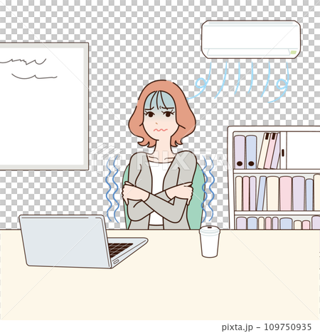 身體不適的辦公室女人冷背景 109750935