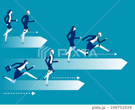 Robot vs Human race competition. Business artificial intelligence vector 109752039