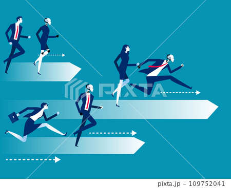 Robot vs Human race competition. Business artificial intelligence vector 109752041