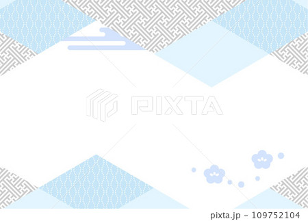 和柄模様の入ったハガキテンプレート　横向き 109752104