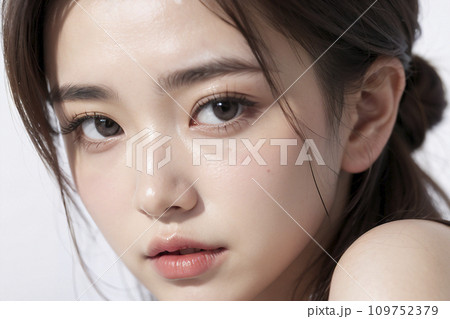 流し目のアジア人女性のポートレート（AI生成画像） 109752379