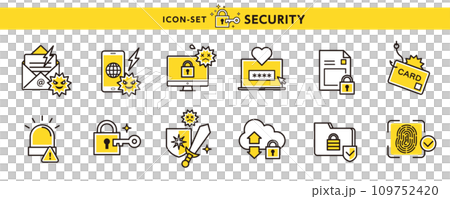 用於防毒、網路釣魚詐騙、PIN 碼等安全措施的圖示集。 109752420