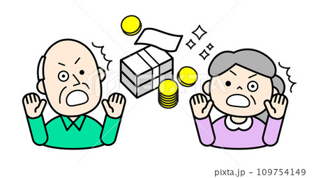 シンプルな人物イラスト 大金に驚くシニア シンプルな人物イラスト 大金に驚くシニア 109754149