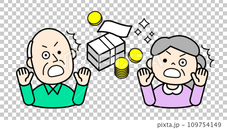 Simple person illustration Senior surprised by large sum of money Simple person illustration Senior surprised by large sum of money 109754149
