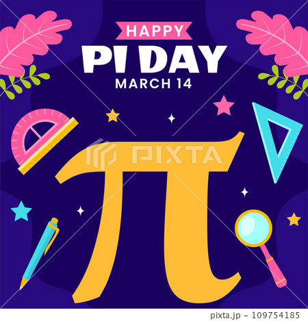 Pi Day Social Media Illustration Flat Cartoon Hand Drawn Templates Background 109754185