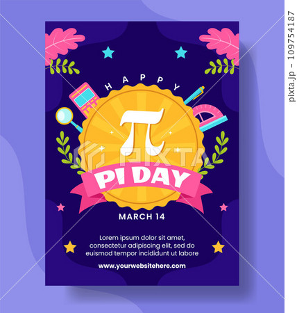 Pi Day Vertical Poster Flat Cartoon Hand Drawn Templates Background Illustration 109754187