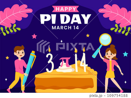 Pi Day Social Media Background Flat Cartoon Hand Drawn Templates Illustration 109754188