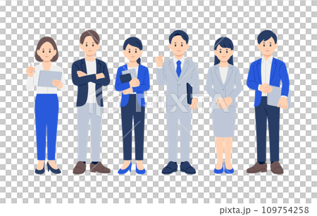 働くビジネスパーソン男女の全身ポーズセット【人物ベクターイラスト素材】 109754258
