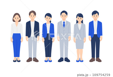 働くビジネスパーソン男女の全身セット【人物ベクターイラスト素材】 109754259