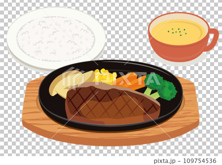 Western food_Beef steak set Teppanyaki 109754536