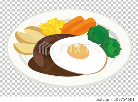 Western food_hamburger demiglace sauce fried egg 109754601