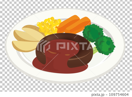 洋食_ハンバーグ ケチャップ 洋食_ハンバーグ ケチャップ 109754604