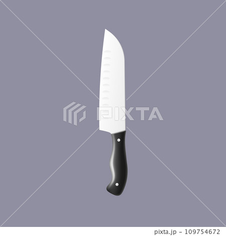 New santoku knife on a gray background. 109754672
