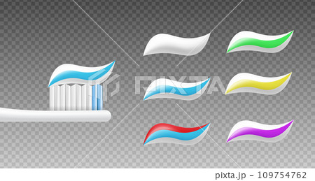 Templates of toothbrush with toothpaste realistic vector illustration isolated. 109754762