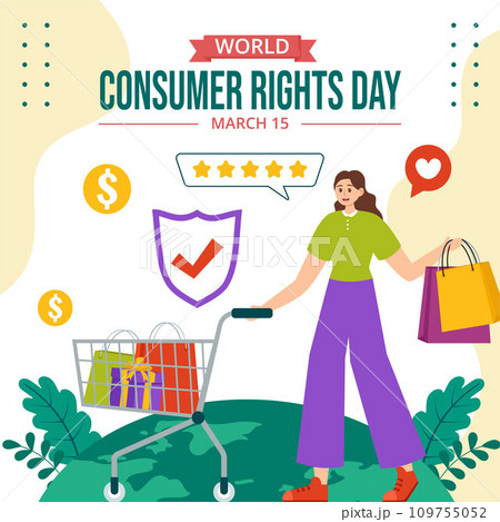 Consumer Rights Day Social Media Illustration Flat Cartoon Hand Drawn Templates Background 109755052