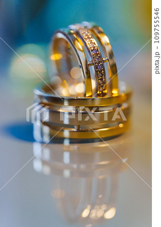 Two beautiful gold wedding rings. Two beautiful gold wedding rings. 109755546
