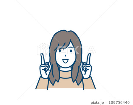 上を示す若い女性のイラスト 109756440