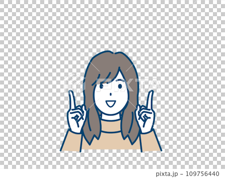 上を示す若い女性のイラスト 109756440