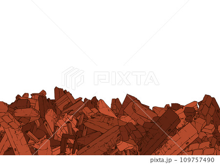 破壊された煉瓦の山 109757490