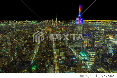 ニューヨーク　マンハッタンを一望する夜景　 109757562