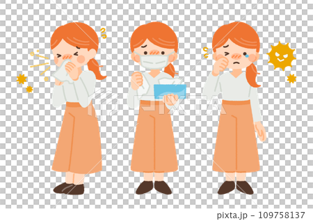 Illustration material of a woman suffering from hay fever Illustration material of a woman suffering from hay fever 109758137