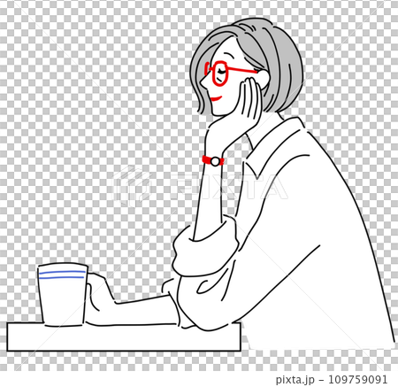 A stylish senior woman is drinking coffee A stylish senior woman is drinking coffee 109759091