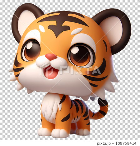 Young cute tiger. Baby tiger. Smiling nice animal. 109759414