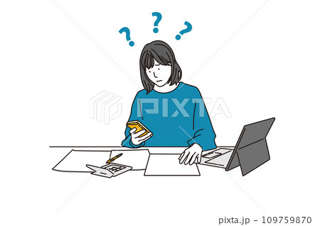 確定申告で悩む女性 確定申告で悩む女性 109759870