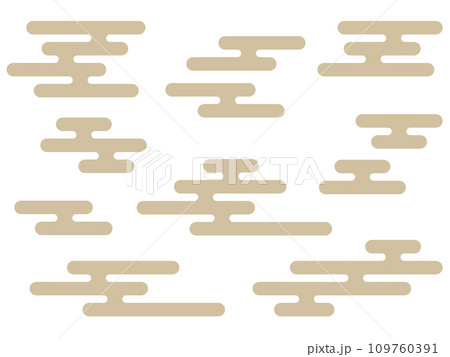 和風イメージな金色の霞雲シルエットのセット 和風イメージな金色の霞雲シルエットのセット 109760391