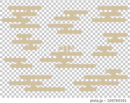 和風イメージな金色の霞雲シルエットのセット 和風イメージな金色の霞雲シルエットのセット 109760391