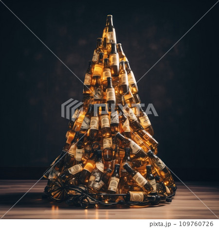 AI-generated content. Christmas tree made from beer 109760726