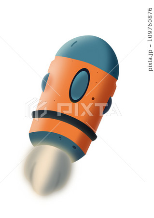 Cute 3D cartoon space rocket in retro style. Cute 3D cartoon space rocket in retro style. 109760876