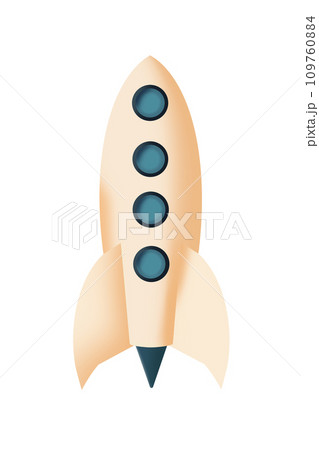 Cute cartoon illustration of a retro space rocket in light colors. Cute cartoon illustration of a retro space rocket in light colors. 109760884