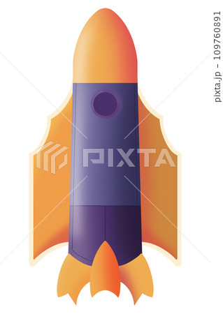 Cartoon 3D style space rocket. 109760891