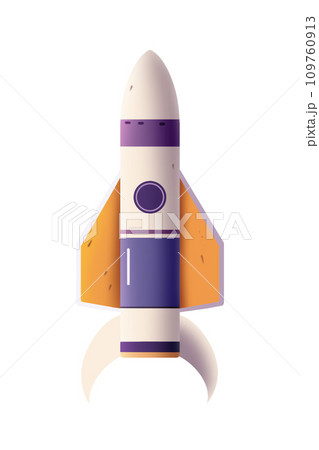 A 3D style illustration of a cartoon retro space rocket. A 3D style illustration of a cartoon retro space rocket. 109760913