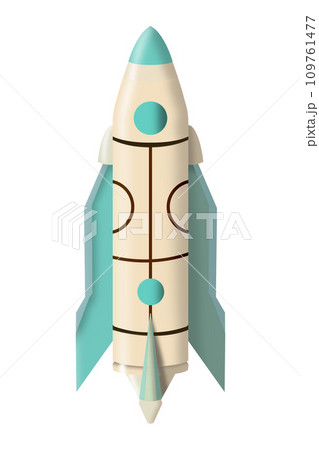 Fantastic cartoon space shuttle in white color with mint blue elements. Fantastic cartoon space shuttle in white color with mint blue elements. 109761477