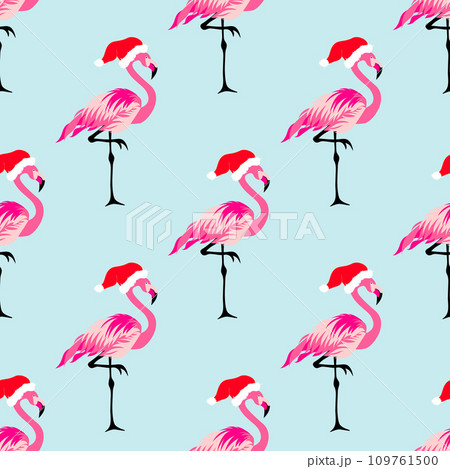 Christmas background with flamingo 109761500