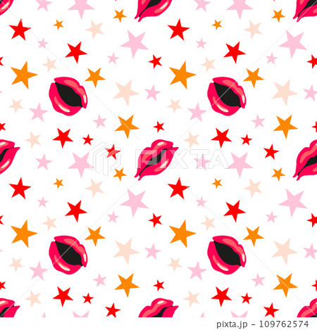 Lips seamless pattern vector illustration pop art style 109762574