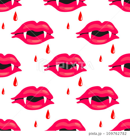 Vampire sexy lips seamless vector pattern 109762782
