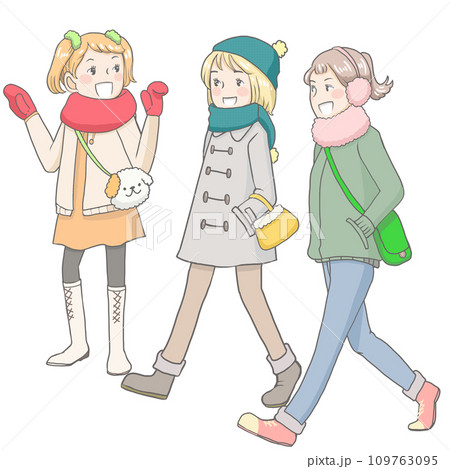 冬服でお出かけ3人女子 109763095