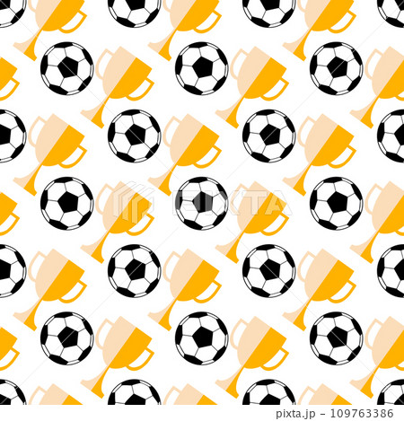 Seamless pattern with soccer ball and winner cup. Seamless pattern with soccer ball and winner cup. 109763386