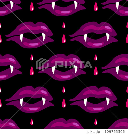 Vampire sexy lips seamless vector pattern 109763506