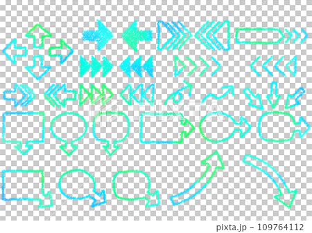 Hand-drawn gradation arrow crayon touch illustration [set] 109764112