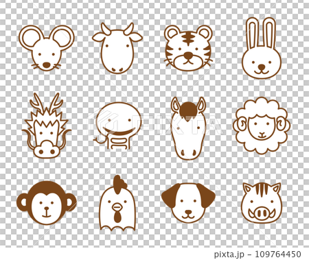 可愛的生肖動物圖示集 可愛的生肖動物圖示集 109764450