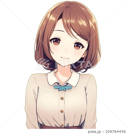 正面を向く女性のイラスト素材 [109764456] - PIXTA