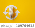 Energy saving light bulb on a orange background 109764638