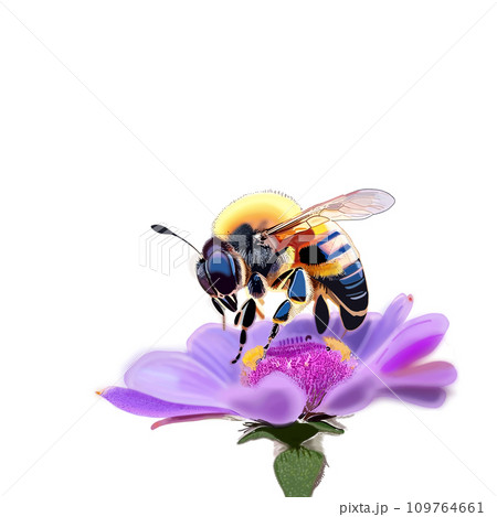 花の蜜を吸うミツバチ 花の蜜を吸うミツバチ 109764661
