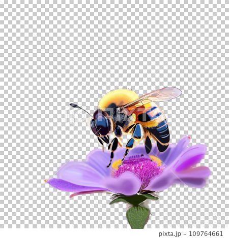 花の蜜を吸うミツバチ 花の蜜を吸うミツバチ 109764661