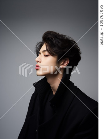 キス顔 KPOPアイドル風イケメン男性 横から見たキス顔のイラスト素材 [109765095] - PIXTA