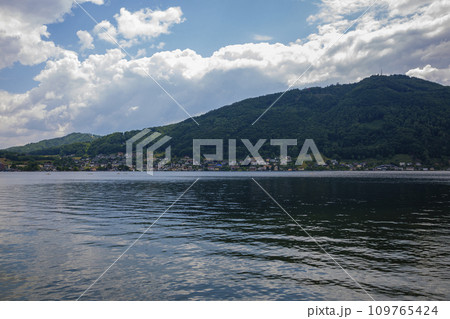 View of Lake Traunsee near Gmunden in Austria 109765424